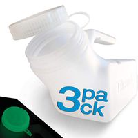 Urinals for Men Glow in The Dark Lid by Tilcare (3 Pack) - 32oz/1000mL Thick Plastic Mens Bedpan Bottle with Screw-on Lid - Spill Proof Urinary Chamber - Male Portable Travel Pee Bottles
