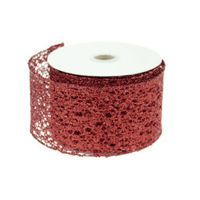 Metallic Wired Weave Glitter Christmas Gift Wrapping Ribbon 2.5" x 10 yards (Red)