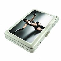 Cosplay Pin Up Girls Costume Dress Up D3 Cigarette Case Lighter Smoking King Size Cigarettes Silver Metal Wallet 4" X 2.75" RFID Protection