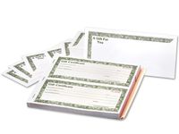 Pack of 100, Solid 3 Part Gift Certificates w/Envelope 8-1/2"x 3-1/2" Made In USA