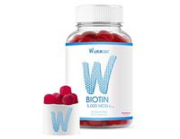 Wummies Biotin Gummies Vitamins Supplement for Men & Women | 5,000mcg B7 High Strength Vegan and Non-GMO Formula – Promotes Heathy Hair Skin and Nail Growth – 60 Strawberry Gummies