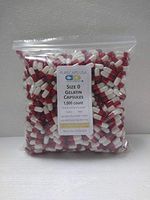 PurecapsUSA - 1,000 Fillable Scarlet Red/White Empty Gelatin Capsules - Size 0