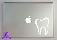 Overly Attached Decals Molar Tooth Vinyl Decal Sized to Fit A 11" Laptop - White