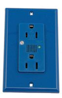 Leviton 7280-B 15-Amp, 125-Volt, Decora Plus Duplex Receptacle, Straight Blade, Industrial Grade, Self Grounding, Surge with Indicator Light, Blue