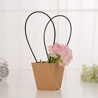 Fine 5pcs Decorative Flower Handbag Kraft Paper Bags with Handles for Shopping, Retail and Merchandise,Strong and Reusable (B T12)