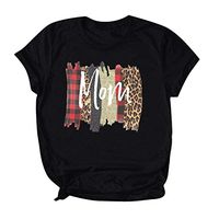 Xia&Han Women Mother's Day Tops Solid Color O Neck Tee Letter Print Shirt Shorts Sleeve Blouse Casual Tunic for Gift