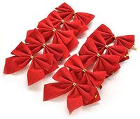 Rocky Mountain Goods Small Red Bows - 5” x 4” Red Velvet Bows for Christmas Tree, Crafts, Ornaments, Garland - Easy Attach Zip Ties for Multiple uses - Indoor Outdoor Heavy Velvet Mini Bows (24)