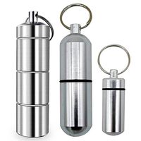 [3-Pack]3 Size Aluminum Alloy Chamber Keychain Pill Holder/Container for Men & Women ~ Holds Aspirin, Ibuprofen, Advil & Other Medication ~Waterproof & Ideal Pill Fob for Travel (L)