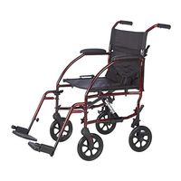 Lifestyle Mobility Aids 19" Deluxe Ultra Compact Aluminum Companion Transport Chairs (Laser Red)