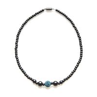 Blue Crystal Ball Magnetic Therapy Necklace 18"