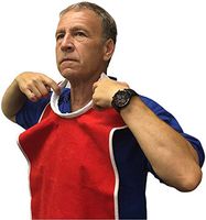 AT Surgical Washable Vinyl Quick Release Navy Bib with Removable Crumb Catcher - Extra Large