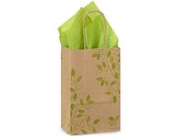 Pack Of 25, Rose Size 5.5 x 3.25 x 8.5" 100% Recycled Ivy Lane Kraft Paper Shopping Bags Made In Usa