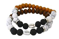 Lehmon Lava Rock Stone Essential Oil Bracelet Diffuser - Natural Semi Precious Gemstone Beads Healing Crystal Bracelet, Aromatherapy