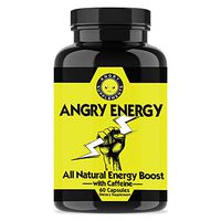 Angry Energy Caffeine Capsules by Angry Supplements, All Natural Non-GMO Energy Booster, Increase Stamina & Focus, Mind & Body Health (1-Bottle)