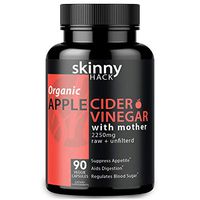 Organic Apple Cider Vinegar Capsules with Mother - Max Dose (2200 mg) Raw Unfiltered ACV Pills for Weight Loss, Detox and Anti-Bloating (90 Vegan ACV Capsules)