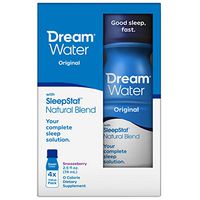 Dream Water Natural Sleep Aid, GABA, MELATONIN, 5-HTP, 2.5oz Shot, Snoozeberry, 4 Count