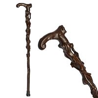 LPY-GZ-090 Wooden Carved Crutch Comfortable Handle Walking Sticks Retro Cane for Men and Women 95cm