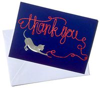 Nantucket Blank Thank You Note Cards, Kitten Cat Playful Yarn, Set of 8