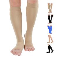 TOFLY Knee High Compression Stockings, Open-Toe, Firm Support 15-20mmHg Opaque Maternity Pregnancy Compression Socks, Ankle & Arch Support, Swelling, Varicose Veins, Edema Beige S