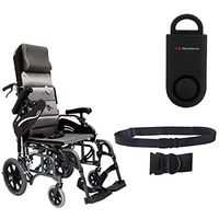 Karman VIP-515 Aluminum Lightweight Transport Wheelchair, Upgraded to Elevating Legrests, 18"W X 16"D Seat, Adjustable Armrests & Free 130 dB Black Personal Safety Alarm/Siren! + Black Seatbelt!
