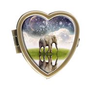 Elephant On Blue Balloon in The Sea Design Bronze Pill Case Box Western Medicine Tablet Holder Decorative Bronze Pill Box for Pocket or Purse