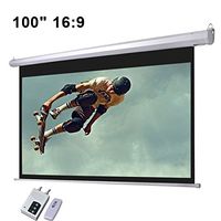 Electronic Wall/Ceiling Matte White Mountable Motorized Projection Screen w/ Remote (100" 16:9 Aspect Ratio)