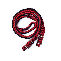 Southwestern Equine New Braided Barrel Racing Reins - Flat w/Easy Grip Knots 8ft (Red & Black)