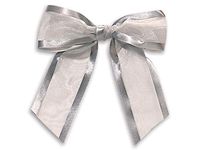 Pre-Tied Sheer Gift Bows with Satin Edge 12 Count - 1.5" - Silver