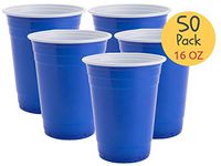 1InTheHome 16 oz Coffee Cups, Disposable Blue Plastic Party Cups (50 pack)