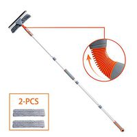 Eugeneq Telescopic Window Squeegee Cleaner with Extension Pole Glass Cleaning Tools with 2 Washing Cloth for Indoor Outdoor