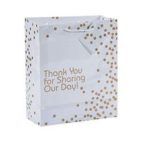Fun Express - Med Gold Wedding Dot Gift Bags for Wedding - Party Supplies - Bags - Paper Gift W & Handles - Wedding - 12 Pieces