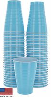 Amcrate Light Blue Colored 12-Ounce Disposable Plastic Party Cups - Ideal for Weddings, Party’s, Birthdays, Dinners, Lunch’s. (Pack of 50)