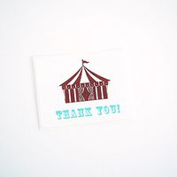 Circus Tent Thank You Labels by Once Upon Supplies, Rectangle Stickers for Circus Themed Birthday Parties, White, 2-5/8 Inches x 2 Inches, 60 Labels