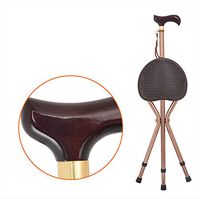 Keoa Old Man Walking Stick Stool Solid Wood Handle Aluminum Alloy Foldable Adjustable Height Crutches Non-Slip Old Man Walking Stick Stool