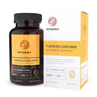 Integrals Organic Turmeric Curcumin Pills with Ginger + Bioperine | Potent 550mg of Turmeric Root in Every Vegan Capsule. Natural Anti-Inflammatory Antioxidant Antifungal Relieves Pain Boosts Immunity
