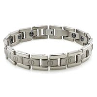 Payless Outlet Titanium Satin/High Polish Screw Accent Magnetic Bracelet 8.5"