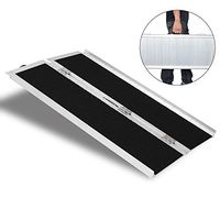 Simply-Me Folding Wheelchair Ramp 4 Ft Non-Slip Home Corridor Ramp Lightweight Aluminum Alloy Threshold Ramp for Steps Stairs Scooter Bike,with Handle