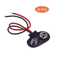 T Type Battery Clip Connector 9V Plastic Buckle Black Red Short Cable Connection 20 Pack