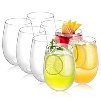 Stemless Plastic Wine Glasses - Acrylic Wine Glasses - 16 oz Plastic Wine Glasses - Shatterproof Wine Glasses - Unbreakable Stemless Wine Glasses - Great for Outdoors - by SleekDine - (8 pack)
