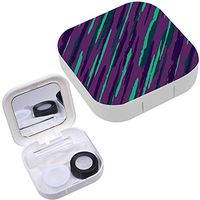 Portable Contact Lens Case Box Travel Kit Mirror + Bottle + Tweezers Container Holder [ Diagonal Grunge Stripes Texture ]
