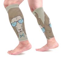Anmarco Chic Haircut with Glasses Lion Portrait Sports Calf Compression Sleeves Leg Compression Socks Calf Guard for Running, Cycling, Maternity, Travel, Nurses
