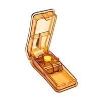 Pill Cutter for Cutting Small or Large Pills Transparent Accurate Pill Splitter with Stainless Steel Blade Easy to Cut Pills or Vitamins in 1/2 1/4 1/8 (Brown)