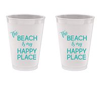 The Beach is My Happy Place, Beach Vacation Frost Flex Plastic Cups (10 cups)