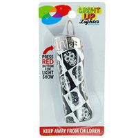 Light-Up Printed Pocket Lighter, Refillable, Colorful Fashion Designs - Black & White Skulls