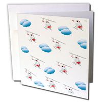 3dRose Print of Cute Helicopter, Cloud Repeat Pattern - Greeting Cards, 6 x 6", Set of 12 (gc_204266_2)