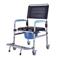 PILIBEIBEI Commode Chair with Wheels - Shower Chair Waterproof Aluminum Portable Bedside Commode Bath Toilet Chair, Detachable Pieces for Storage,Surgery Recovery, Disabled