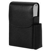 Cigarette Storage Case, Waterproof PU Leather Tobacco Pouch Lighter Holder Storage Box Container, 3.8x2.6x0.5 Inch(Black)