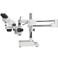 AmScope SM-4B Professional Binocular Stereo Zoom Microscope, WH10x Eyepieces, 7X-45X Magnification, 0.7X-4.5X Zoom Objective, Double-Arm Boom Stand