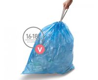 simplehuman Code V Custom Fit Recycling Drawstring Trash Bags, 16-18 Liter / 4.2-4.8 Gallon, 12 Refill Packs (240 Count) - Blue