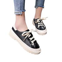 Neartime Women's Fashion Sports Shoes Spring/Autumn Ankle Flat Lace-Up Leather Casual Short Boots